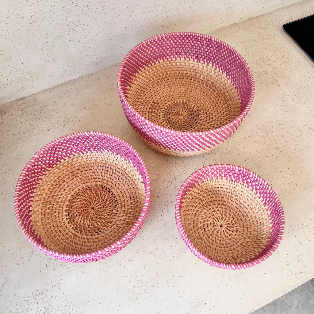 Milu II Rattan-Schale – Handgefertigt, Rund, in drei Größen, Perfekt für kleine Dinge, in verschiedenen Farben