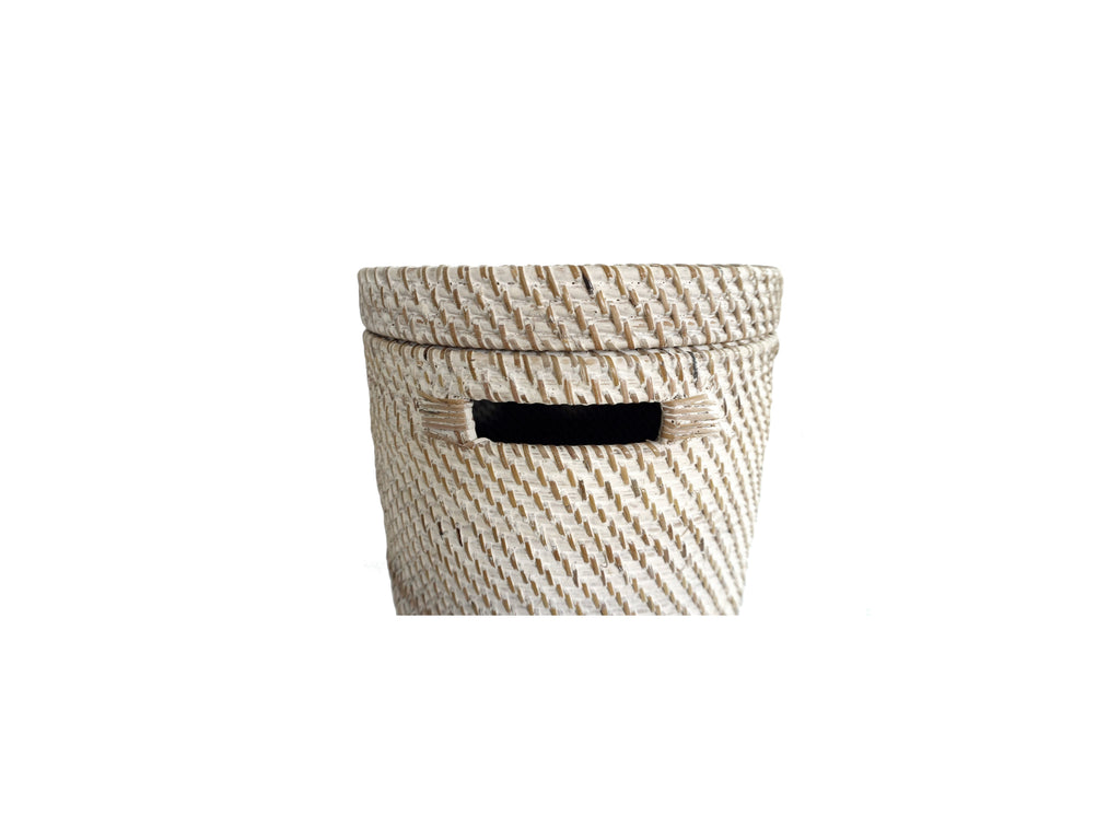 Rattan Wäschekorb Aga - Rattan mit Deckel weiss
