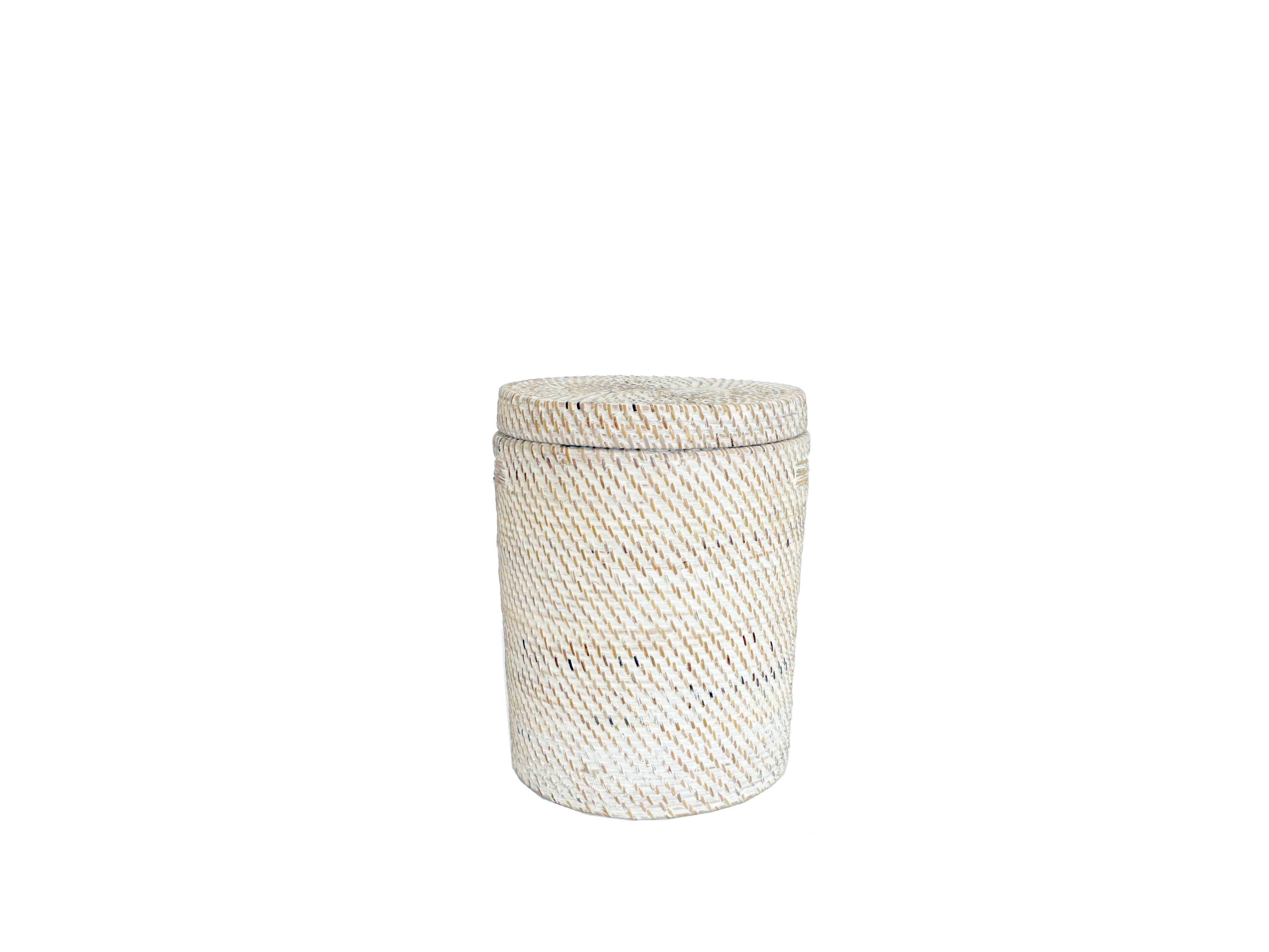 Rattan Wäschekorb Aga - Rattan mit Deckel weiss